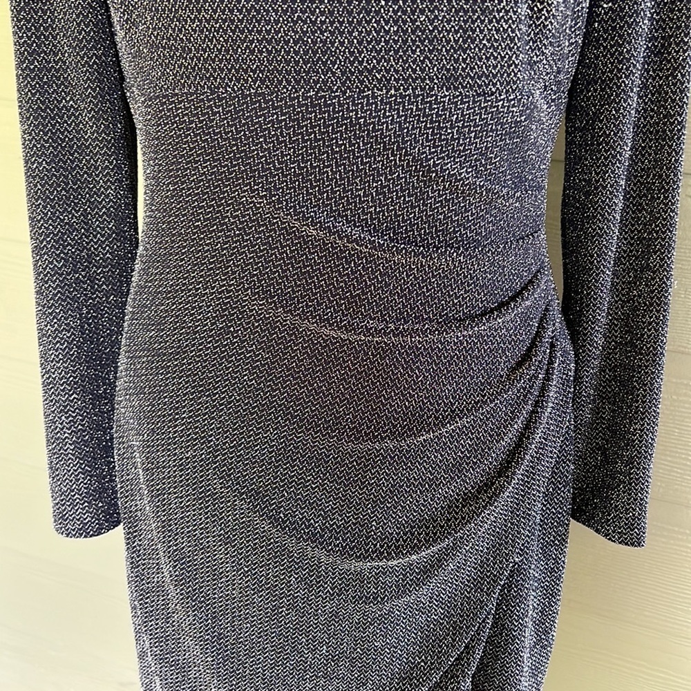 Lauren Ralph Lauren Sparkly Metallic Stretchy Ruched Dress - Picture 3 of 10